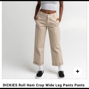 DICKIES Roll Hem Crop Wide Leg Pants